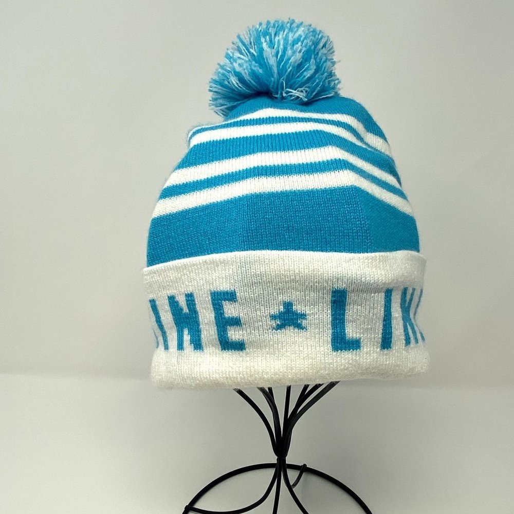 Nine Line Blue & White Knit Pom Cap